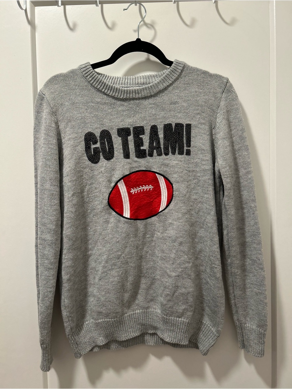 Poof New York Go Team Football Sequin Sweater